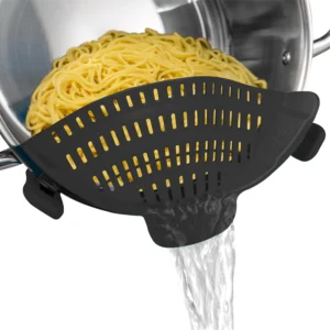 Escorredor de Silicone com Clip Ajustável para Panelas. Prático e Universal