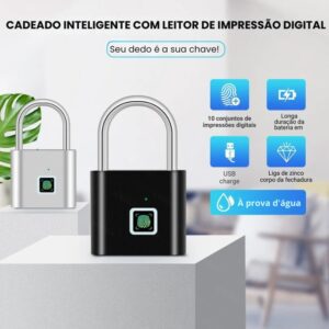 Cadeado com Impressão Digital Recarregável