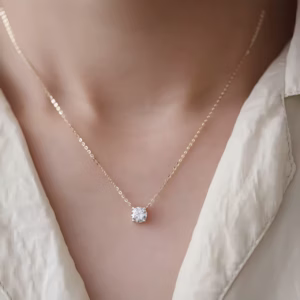 Colar Ponto de Luz Cristal  em Prata 925 Folheado a Ouro