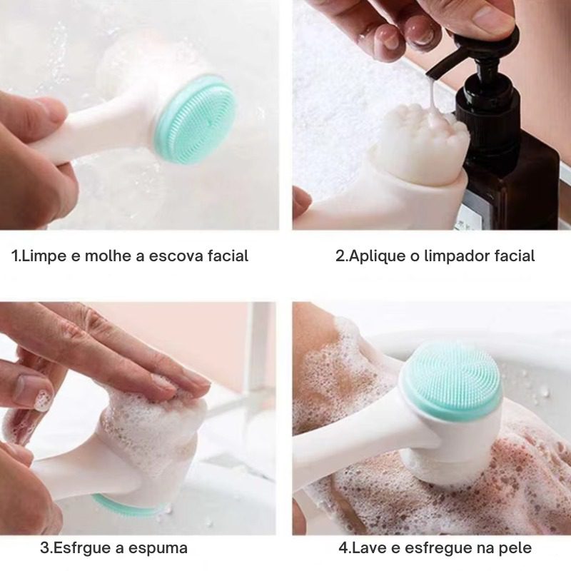 Escova Facial Dupla Face em Silicone Escova Facial Dupla Face em Silicone-Imagem 2
