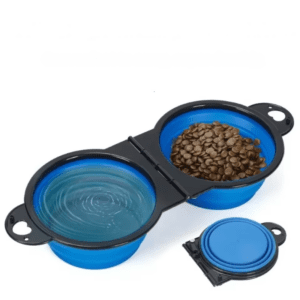 Tigela de Alimentação Dobrável Dupla Portátil Para Pet